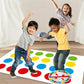 Interactive dance mat with colorful foot pads and spinning wheel, kids playing