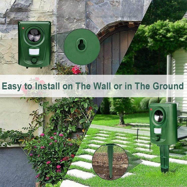 Green square repeller with wall-mount and ground-mount installation options