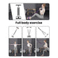 Foot pedal resistance band with handlebar, ankle straps, and metal hooks for exercise