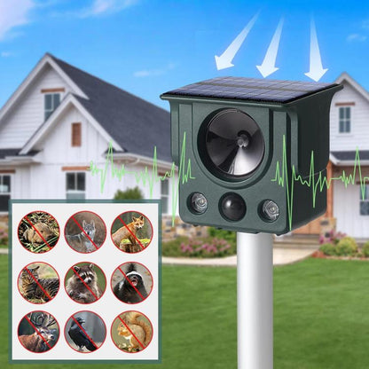 Infrared Sensor LED Strobe Ultrasonic Solar-Powered Animal Repellent
