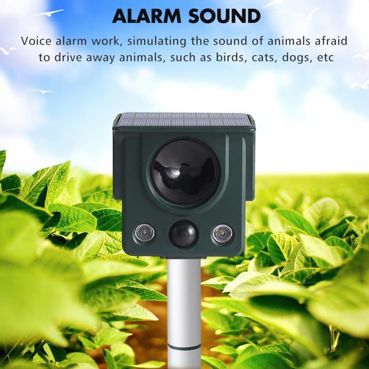 Infrared Sensor LED Strobe Ultrasonic Solar-Powered Animal Repellent