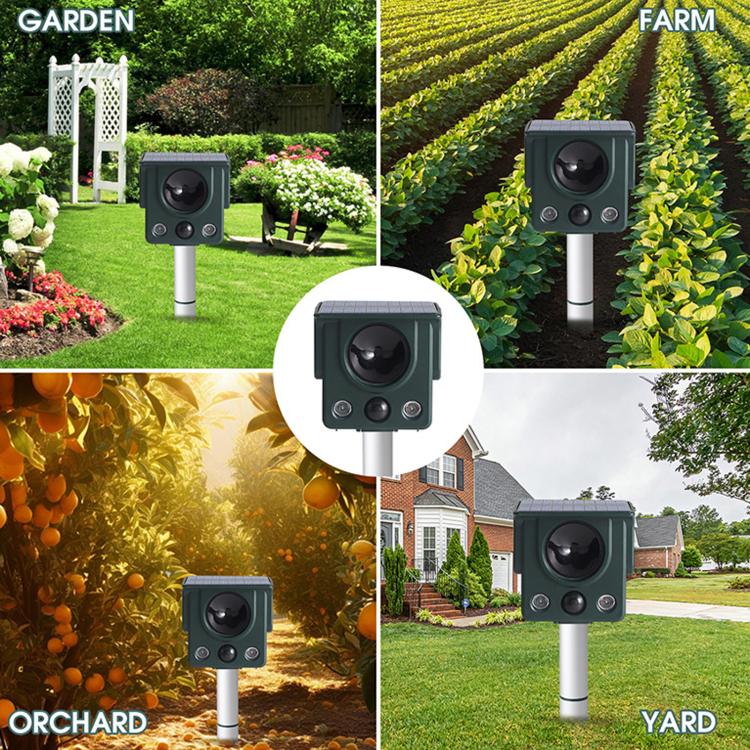 Infrared Sensor LED Strobe Ultrasonic Solar-Powered Animal Repellent