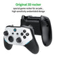 Black-and-white game controller with adjustable rocker-style grips