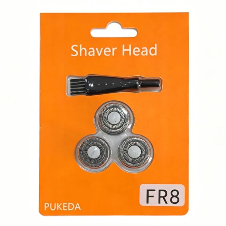 PUKEDA shaver head set with three cutting foil discs, in retail blister packaging