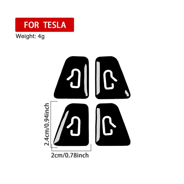 4-piece door switch sticker set, black with white icon arrows, Tesla
