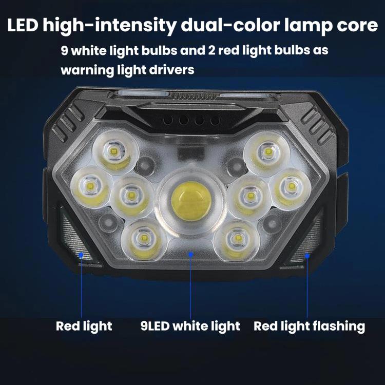 Black headlamp LED core with multiple white bulbs and red warning bulbs