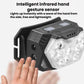 Black COB headlamp with hand near side sensor and front LED light