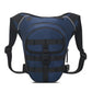 Dark blue waterproof leg strap waist bag with MOLLE-style front panel and zip pocket