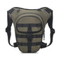 Olive waterproof leg strap waist bag with MOLLE-style front panel and zip pocket