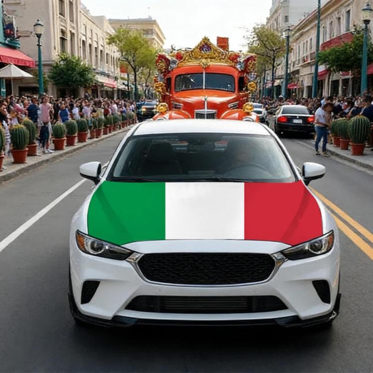 Car front with Italy flag design on hood and windshield
