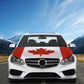 Canada flag car cover on front of car, red stripe with white maple leaf