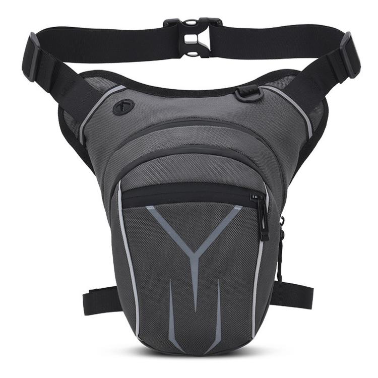 Men's waterproof crossbody waist bag, gray with front zip pocket and adjustable strap.