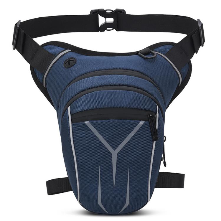 Men's waterproof crossbody waist bag, dark blue with front zip pocket and adjustable strap.