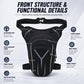 Men's waterproof motorcycle leg bag, black front zip pocket with reflective stripe and straps.