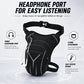 Men's waterproof crossbody waist bag, black with headphone port and front zip pocket.