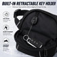 Men's waterproof waist bag inner pocket with retractable key holder and zipper closure.