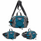 Blue and gray waterproof waist pack with adjustable strap and zip front pouch