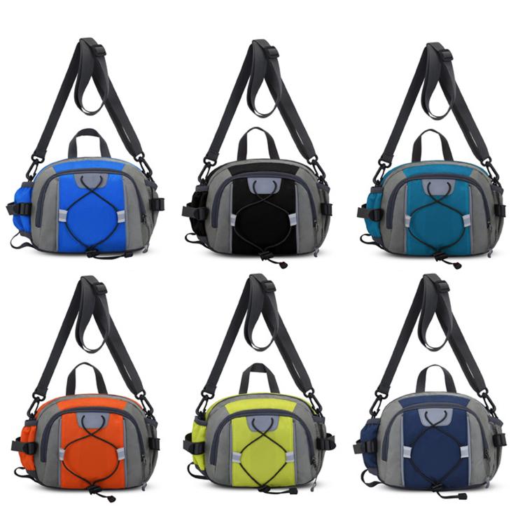 Multi-color sports waist pack set with adjustable straps and zip front pouches