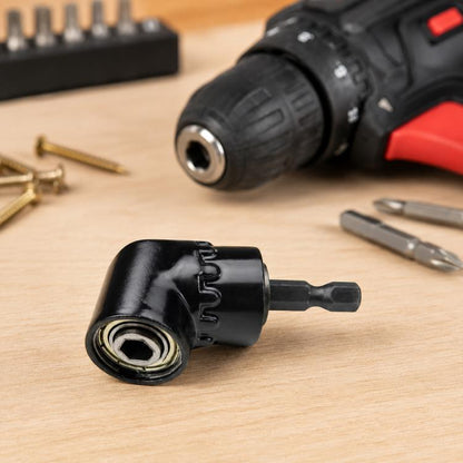 Black 105° right-angle drill bit adapter with 1/4 in hex magnetic socket