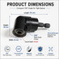 Black 105° right-angle drill adapter with compact angled head and 1/4 in hex interface