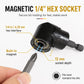 Black magnetic 1/4 in hex socket right-angle drill adapter, compact 105° head