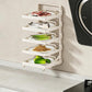 White 4-tier foldable food prep rack with four trays and side supports