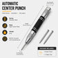 Spring-loaded automatic center punch tool with handle and two included spare tips