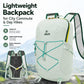 Light green lightweight backpack with front elastic cords and breathable shoulder straps
