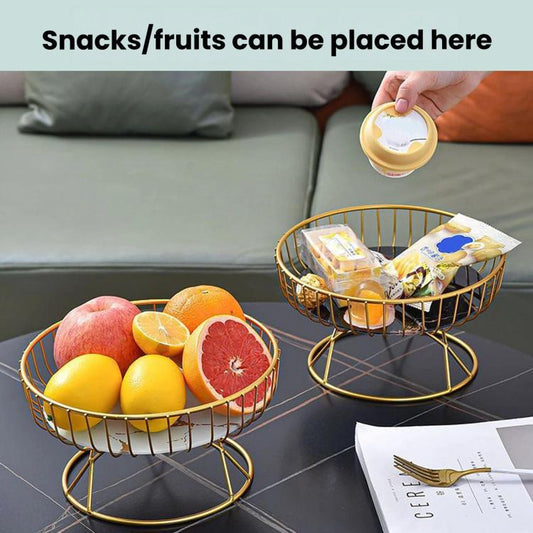 Home Iron Round Fruit & Candy Plate, Desktop Snack & Pastry Tray, Small White Gold, Small Black Gold, Large White Gold, Large Black Gold