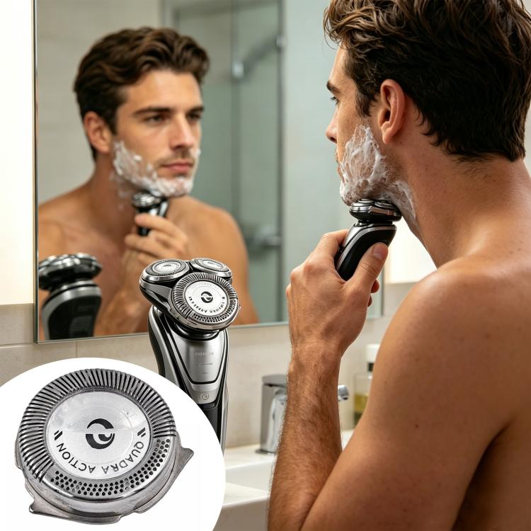 Philips shaver head blade set, two circular stainless foil cutters