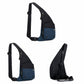 Color-block waterproof crossbody chest bag, black with blue front panel and zip.