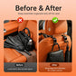 Car headrest hooks holding a handbag and umbrella on the seat back, black
