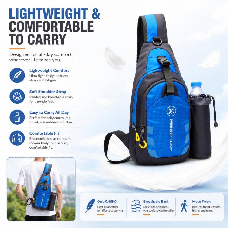 JUNLETU 1028 Outdoor Water Bottle Chest Pack Nylon Waterproof Travel Shoulder Bag