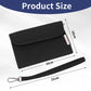 Black RFID card and coin holder, compact size with wrist strap