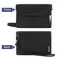 Black anti-skimming card holder wallet with wrist strap and top flap