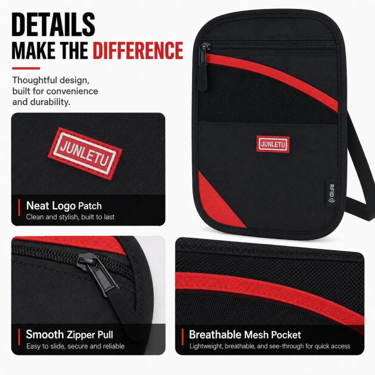 JUNLETU RFID Anti-Theft Card Holder Passport & ID Protector Ticket & Coin Pouch