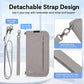 Gray RFID passport organizer pouch with detachable wrist strap and lanyard