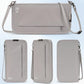 Light gray crossbody passport ID holder pouch with front zipper and adjustable strap
