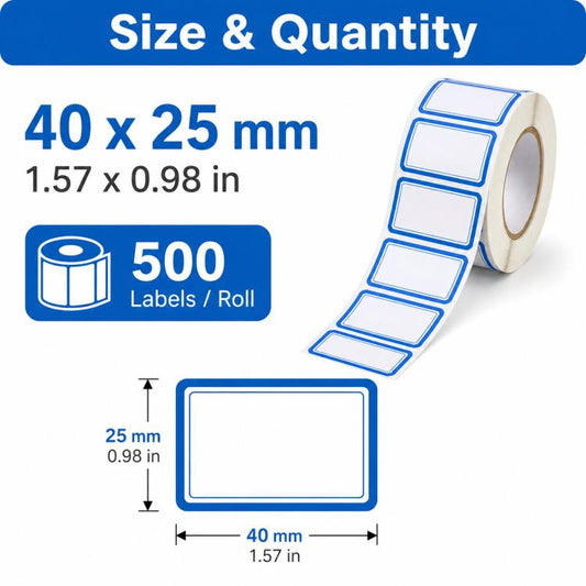 500pcs /Roll Write-On Labels with Color Borders 1.57 x 0.98 Inch Self-Adhesive File Folder Labels Easy Writing Blank Stickers
