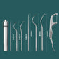 Stainless steel dental pick set showing seven pick tips with different lengths