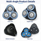 Replacement shaver head multi-angle view with open blue rotary foil assembly