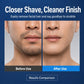 Shaving result comparison on a man and woman, cleaner smoother finish
