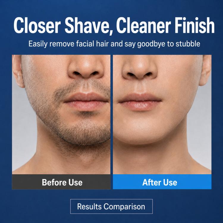Shaving result comparison on a man and woman, cleaner smoother finish