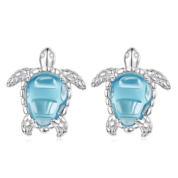 Cute Copper-plated White Gold Turtle Earrings