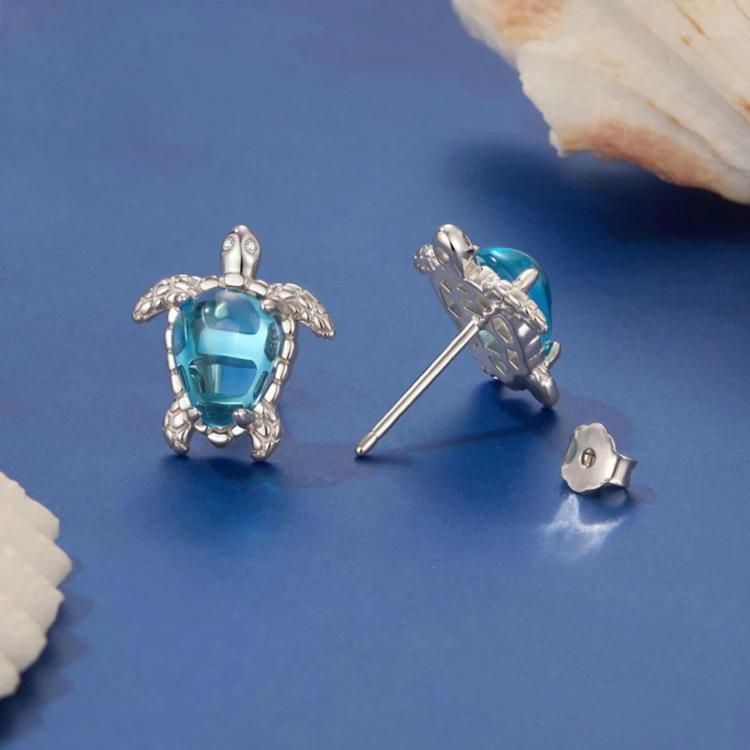 Cute Copper-plated White Gold Turtle Earrings