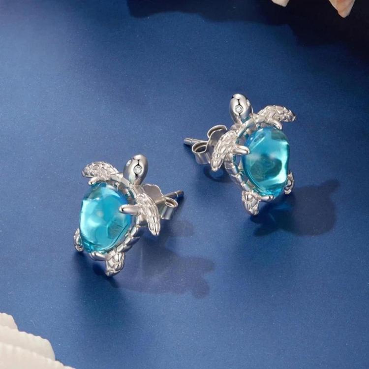 Cute Copper-plated White Gold Turtle Earrings