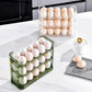 30 Eggs Holder for Refrigerator Door, 3-Tier Flip-Up Egg Storage Container with Sliding Date Tracker, Clear Space-Saving Egg Dispenser Rack