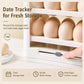 30 Eggs Holder for Refrigerator Door, 3-Tier Flip-Up Egg Storage Container with Sliding Date Tracker, Clear Space-Saving Egg Dispenser Rack