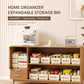 Set of cream modular plastic storage bins for cabinet shelves with vented sides