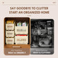 Cream plastic organizer bins with vented fronts for drawer storage, tidy arrangement